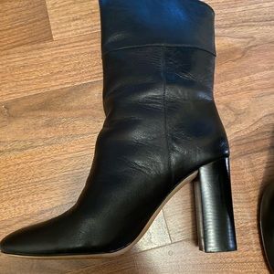 J. Crew - black leather mid-calf boot